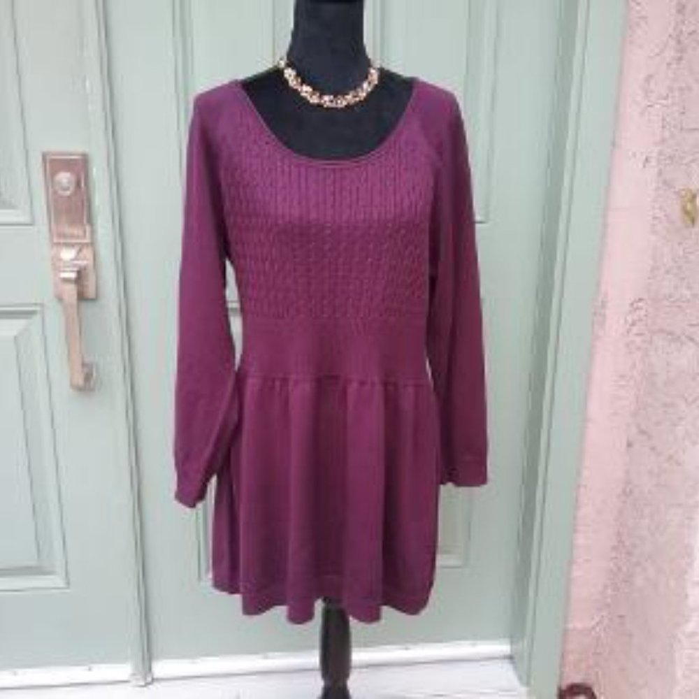 Calvin Klein Burgundy Color Pullover Long Sweater Top - Size 1X